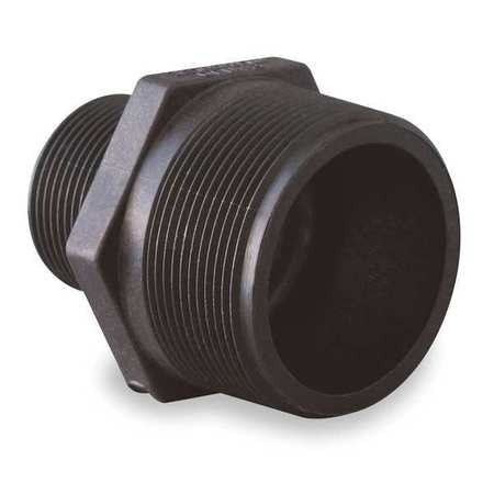 Zoro Select Reducing Nipple, Polypropylene, 1-1/2" x 1-1/4", Schedule 80, 300 psi Max Pressure RN150-125