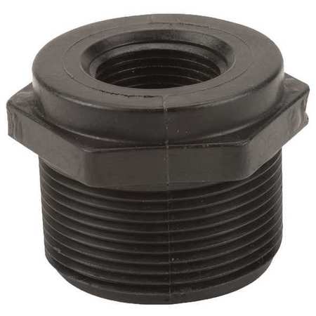 ZORO SELECT Reducing Bushing, Polypropylene, 1-1/2" x 3/4", Schedule 80, 300 psi Max Pressure RB150-075