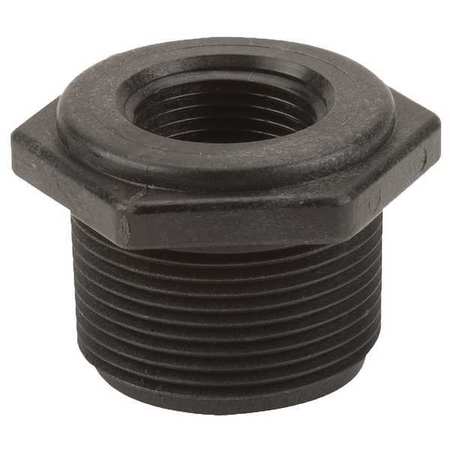 ZORO SELECT Reducing Bushing, Polypropylene, 1-1/4" x 3/4", Schedule 80, 300 psi Max Pressure RB125-075