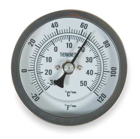 ZORO SELECT Bimetal Thermom, 5 In Dial, -20 to 120F 1NGF1