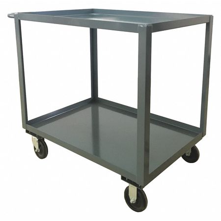 ZORO SELECT Utility Cart with Lipped Metal Shelves, Steel, Flat, 2 Shelves, 1,400 lb SB236P500GP