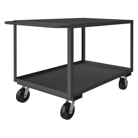 ZORO SELECT Utility Cart with Lipped & Flush Metal Shelves, Steel, Flat, 2 Shelves, 3,000 lb RSC-304836-2-3K-TLD-95