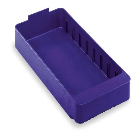 QUANTUM STORAGE SYSTEMS 15 lb Drawer Storage Bin, High Impact Polystyrene, 5 9/16 in W, 2 1/8 in H, Blue, 11 5/8 in L QED401BL