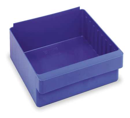 QUANTUM STORAGE SYSTEMS 25 lb Drawer Storage Bin, High Impact Polystyrene, 11 1/8 in W, 4 5/8 in H, Blue, 11 5/8 in L QED801BL