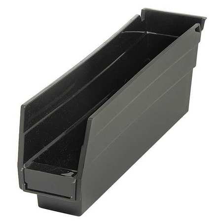 Quantum Storage Systems 50 lb Shelf Storage Bin, Polypropylene/Polyethylene, 2 3/4 in W, 4 in H, 11 5/8 in L, Black QSB100BR