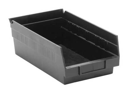 QUANTUM STORAGE SYSTEMS 50 lb Shelf Storage Bin, Polypropylene/Polyethylene, 6 5/8 in W, 4 in H, 11 5/8 in L, Black QSB102BR