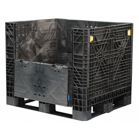 Buckhorn Black Collapsible Bulk Container, High Density Polyethylene, 48 in L, 40 in W, 40 in H BI4840392010000