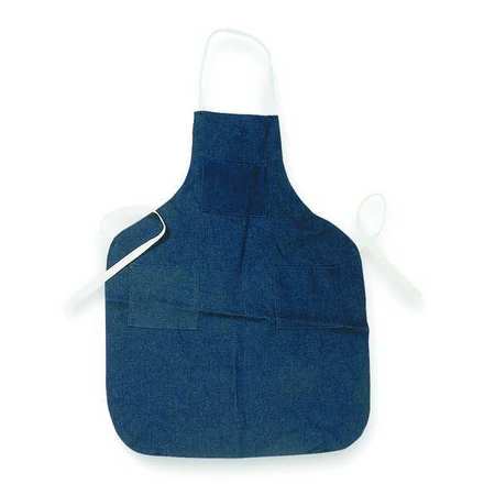 Condor Shop Apron, Denim Material with Serged Seams, Fabric Weight 12 oz, 3 Pockets, 36 in Length, Blue 1N874