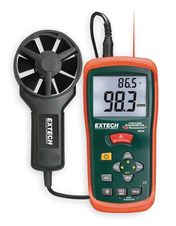 EXTECH Anemometer with IR Temp, 80 to 5900 fpm AN200