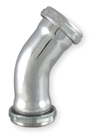 ZORO SELECT 1-1/2" or 1-1/4 " Dia., Brass, Chrome/Brass Finish, 45 Degree, Lavatory/Kitchen, Elbow 1PNU2