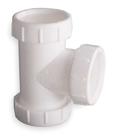 Zoro Select 1-1/2" or 1-1/4 " Dia., Polypropylene, White/Plastic Finish, Lavatory/Kitchen, Tee 1PPA4