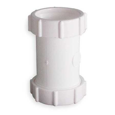 ZORO SELECT 1-1/2" or 1-1/4 " Dia., Polypropylene, White/Plastic Finish, Lavatory/Kitchen, Coupling 1PPA5