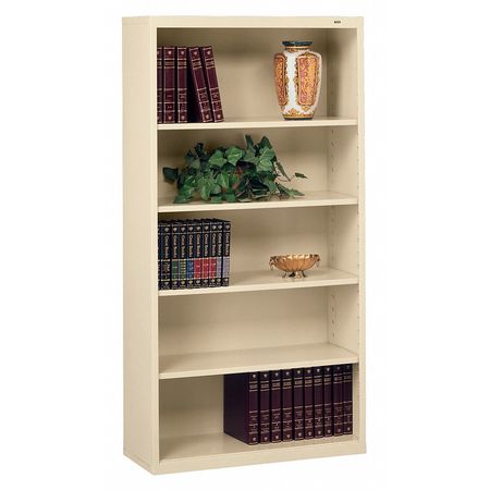 Tennsco 5-Shelf Stationary Bookcase, 66"x34-1/2" Champ/Putty B-66CP