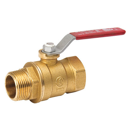 ZORO SELECT 1-1/2" FNPT x MNPT Brass Ball Valve Inline 107-327