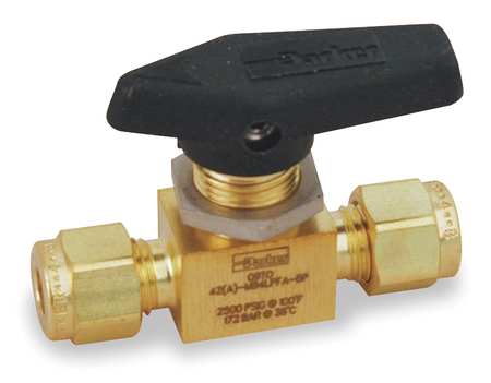 PARKER 1/4" Compr Brass Mini Ball Valve Inline 4Z-MB4LPFA-BP