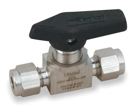 PARKER 3/8" Compr Stainless Steel Ball Valve Inline 6A-MB6LPFA-SSP