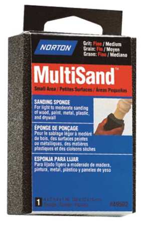 Norton Abrasives Sanding Sponge, Med/Fine, 4x2-3/4x1 In, PK6 07660702081
