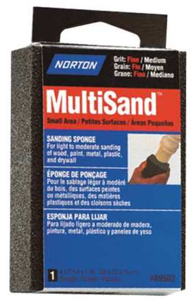 NORTON ABRASIVES Sanding Sponge, Med/Fine, 4x2-3/4x1 In, PK6 07660702081