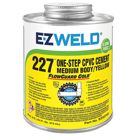 EZ WELD Cement, 16 Oz, Yellow, CPVC 22703
