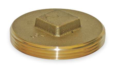 ZORO SELECT Brass Raised Square Head Plug, MNPT, 4" Pipe Size 156-026