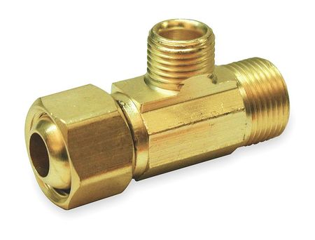ZORO SELECT 3/8" x 1/4" Compression Brass Supply Stop Extender Tee 993-015NL