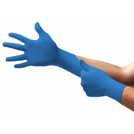 Ansell Disposable Nitrile Gloves with Textured Fingertips, Nitrile, Powder-Free, Large (9), Blue, 100 Pack 92-675