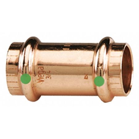 Viega Straight Copper Coupling With Stop, Press-Fit x Press-Fit, 1/2 in x 1/2 in Tube Size 78047