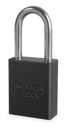 American Lock Lockout Padlock, Keyed Different, Anodized Aluminum, 1 1/2 in Shackle, Includes 2 Keys, Black A1106BLK
