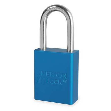 American Lock Lockout Padlock, Keyed Different, Anodized Aluminum, 1 1/2 in Shackle, Includes 2 Keys, Blue A1106BLU