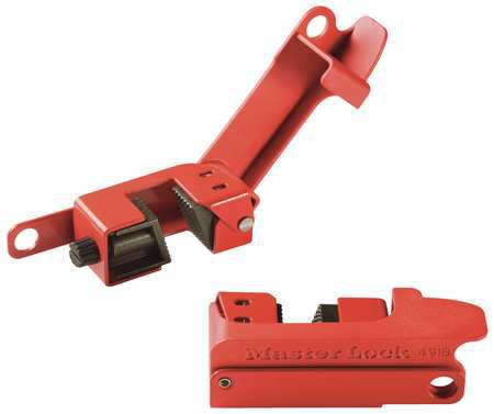 MASTER LOCK Grip Tight Single Pole Breaker Lockout, Steel, Clamp-On, For Voltage 120/277V AC, 1 Padlock, Red 491B