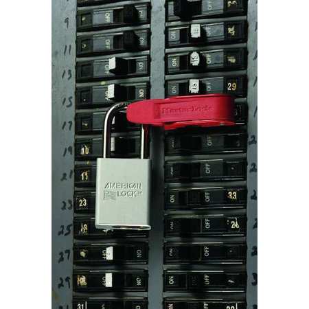 Master Lock Grip Tight Circuit Breaker Lockout, Standard Single and Double Toggles, Clamp-On, Red 493B