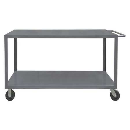 Zoro Select Steel Utility Cart with Flush Metal Shelves, Flat, 2 Shelves, 4,000 lb HET-2436-2-95