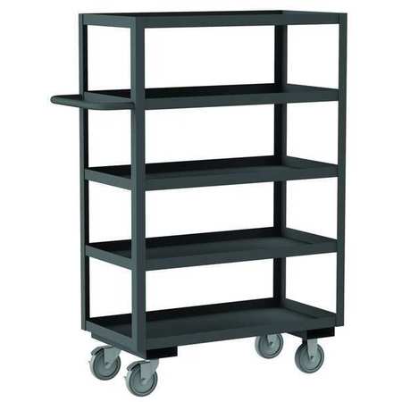 Zoro Select Utility Cart with Lipped Metal Shelves, Steel, Flat, 5 Shelves, 1,200 lb RSC-2448-5-95