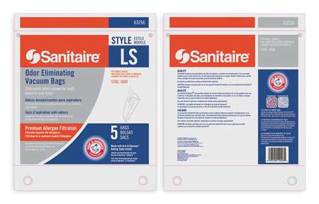 SANITAIRE Disposable Vacuum Bag, LS, PK5 63256