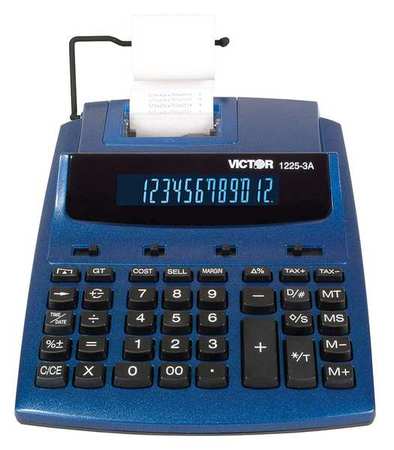 Victor Technology Desktop Calculator, Ink Roller, 12 Digits 1225-3A