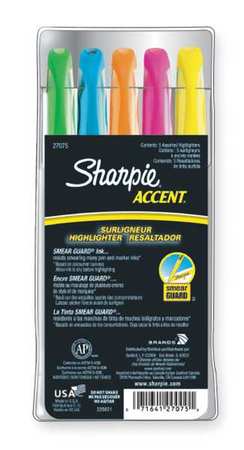 SHARPIE Highlighter, Pen Style Barrel, PK5 1908101