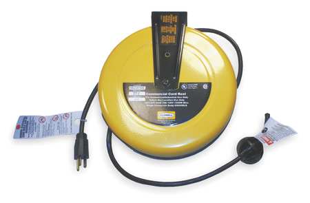 HUBBELL WIRING DEVICE-KELLEMS 25 ft. 16/3 Retractable Cord Reel 10 Amps 0 Outlets 120VAC Voltage HBLC25163