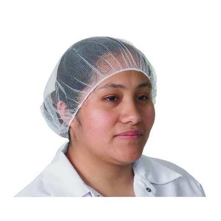 Condor Hairnet, Polyester, 24 in, Size Large, White, 100 Pack 1TTU8