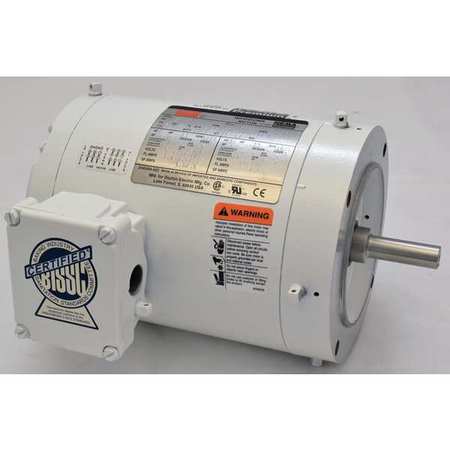 DAYTON Washdown Motor, 3 Ph, TENV, 1/3 HP, 1725 rpm 1TTB1