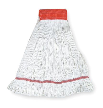 TOUGH GUY 5in String Wet Mop, 22oz Dry Wt, Clamp/Quick Chnge/Side-Gate Connect, Loop-End, White, Cotton, 1TYX1 1TYX1