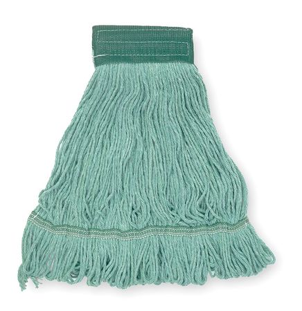 TOUGH GUY 5 in String Wet Mop, 16oz Dry Wt, Clamp/Quick Change/Side-Gate Connection, Looped-End, Green, Cotton 1TYL5
