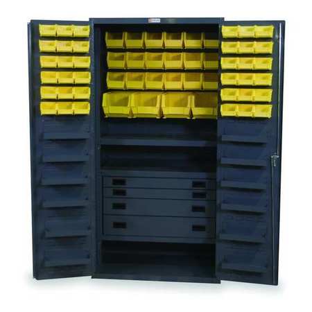 DURHAM MFG Extra-Heavy Duty Bin Cabinet, 36 in W, 72 in H, 24" D, 58 Bins 3501584RDR-95