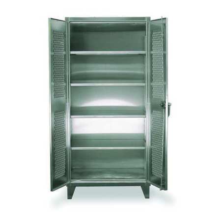 STRONG HOLD 12 ga. ga. Stainless Steel Storage Cabinet, 36 in W, 78 in H, Stationary 36-V-244SS