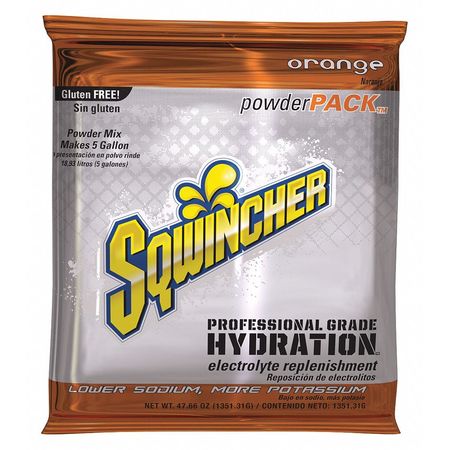 Sqwincher Sports Drink Mix, 47.66 oz., Mix Powder, Regular, Orange 159016404