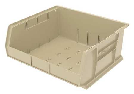 Akro-Mils 75 lb Hang & Stack Storage Bin, Plastic, 16 1/2 in W, 7 in H, Beige, 14 3/4 in L 30250STONE