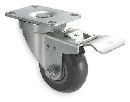 ZORO SELECT Swivel Plate Caster, Poly, 4 in., 350 lb., C 1UKA2