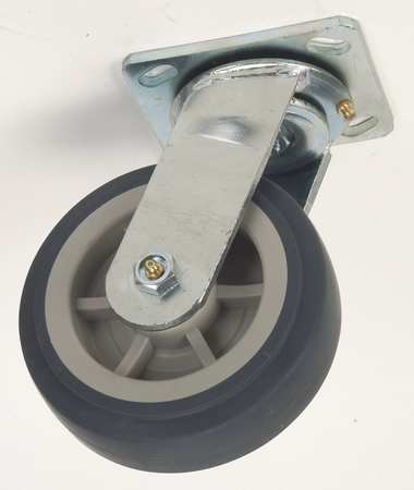 Zoro Select Swivel Plate Caster, Therm Rubber, 5 in., 400 lb 1ULJ2