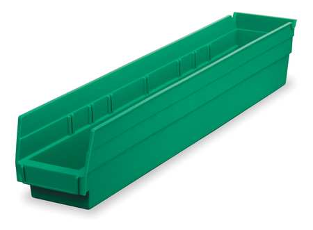 Akro-Mils 15 lb Shelf Storage Bin, Plastic, 4 1/8 in W, 4 in H, Green, 17 7/8 in L 30128GREEN