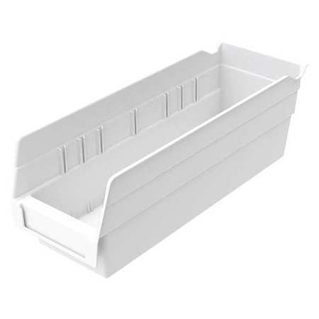 Akro-Mils 10 lb Shelf Storage Bin, Plastic, 4 1/8 in W, 4 in H, White, 11 5/8 in L 30120WHITE