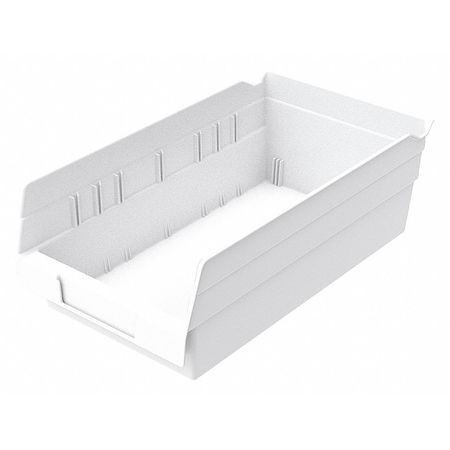 Akro-Mils 15 lb Shelf Storage Bin, Plastic, 6 5/8 in W, 4 in H, 11 5/8 in L, White 30130WHITE